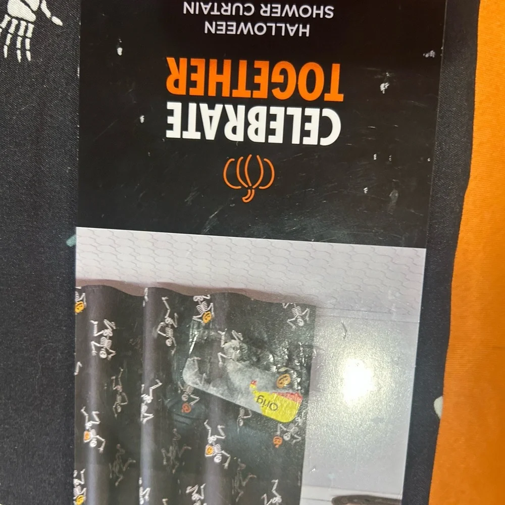 Black Skeleton Halloween Shower Curtain